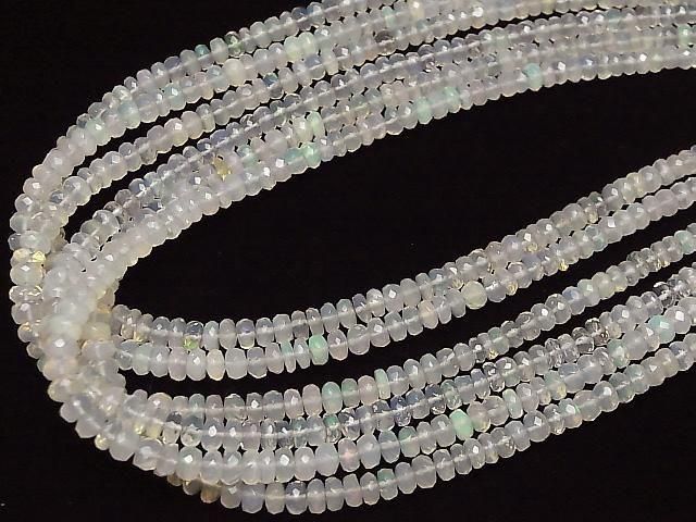 [Video] Ethiopian Opal AA+ Faceted Button Rondelle half or 1strand beads (approx. 16 inches/40 cm)
