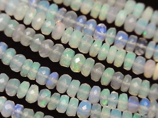 [Video] Ethiopian Opal AA++ Faceted Button Rondelle half or 1strand beads (approx. 16 inches/40 cm)
