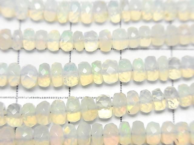 [Video] Ethiopian Opal AA++ Faceted Button Rondelle half or 1strand beads (approx. 16 inches/40 cm)