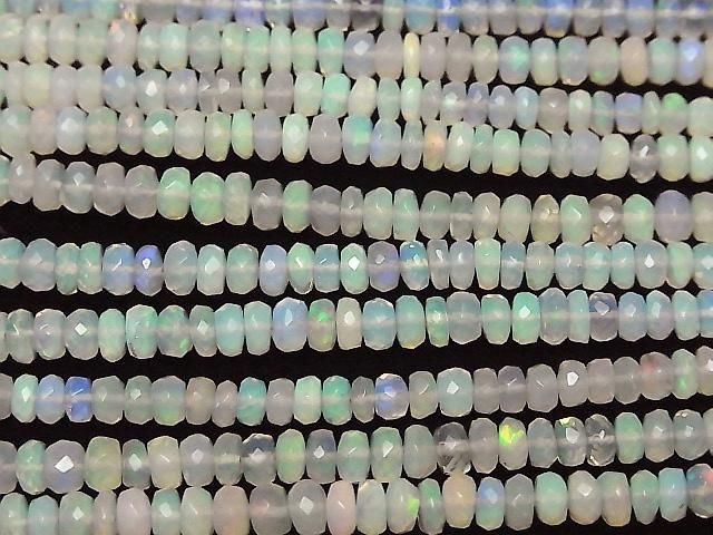 [Video] Ethiopian Opal AA++ Faceted Button Rondelle half or 1strand beads (approx. 16 inches/40 cm)