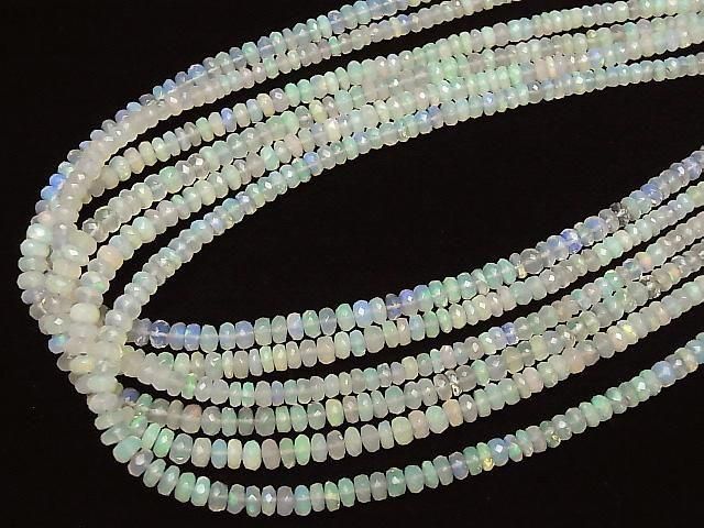 [Video] Ethiopian Opal AA++ Faceted Button Rondelle half or 1strand beads (approx. 16 inches/40 cm)