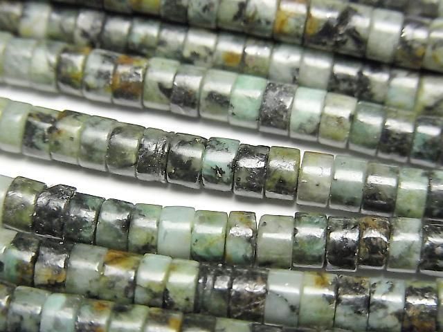 [Video]African Turquoise Rondelle (Heishi)4x4x2mm 1strand beads (aprx.15inch/37cm)