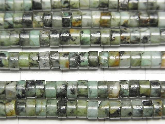 [Video]African Turquoise Rondelle (Heishi)4x4x2mm 1strand beads (aprx.15inch/37cm)