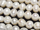 [Video] Fresh Water Pearl AA Wrinkle Potato 7-9mm White 1strand beads (approx. 13 inches/33 cm)