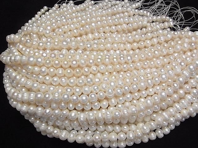 [Video] Fresh Water Pearl AA Wrinkle Potato 7-9mm White 1strand beads (approx. 13 inches/33 cm)