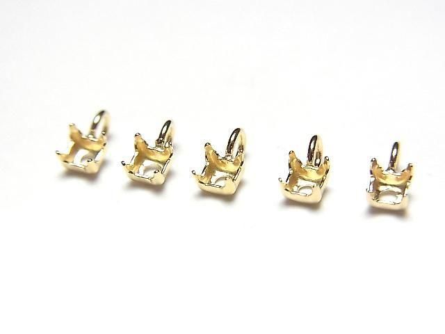 [Video][18K Yellow Gold] Pendant Frame (4 Prong Press Frame) Round Faceted 2.5mm 1pc