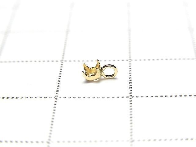 [Video][18K Yellow Gold] Pendant Frame (4 Prong Press Frame) Round Faceted 2.5mm 1pc