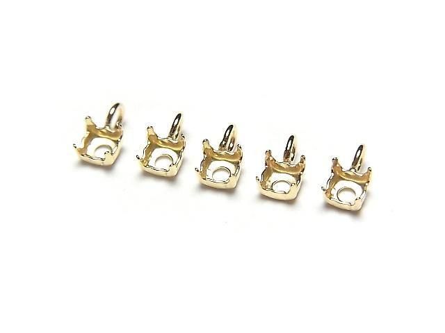 [Video][18K Yellow Gold] Pendant Frame (4 Prong Press Frame) Round Faceted 3mm 1pc