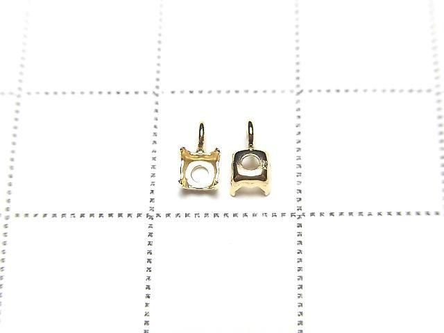 [Video][18K Yellow Gold] Pendant Frame (4 Prong Press Frame) Round Faceted 3mm 1pc