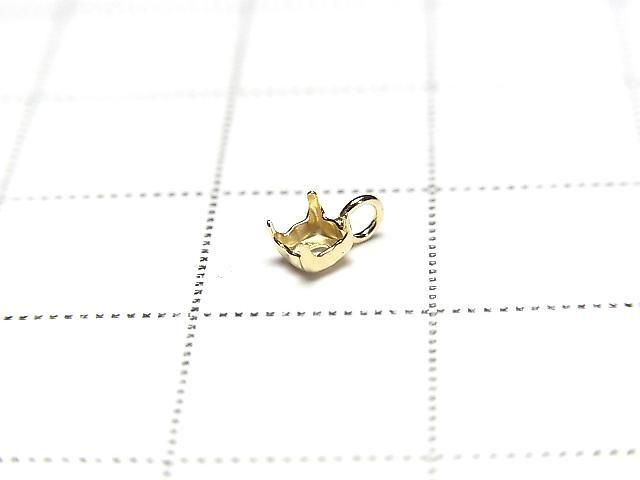 [Video][18K Yellow Gold] Pendant Frame (4 Prong Press Frame) Round Faceted 3mm 1pc