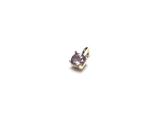 [Video][18K Yellow Gold] Pendant Frame (4 Prong Press Frame) Round Faceted 3mm 1pc