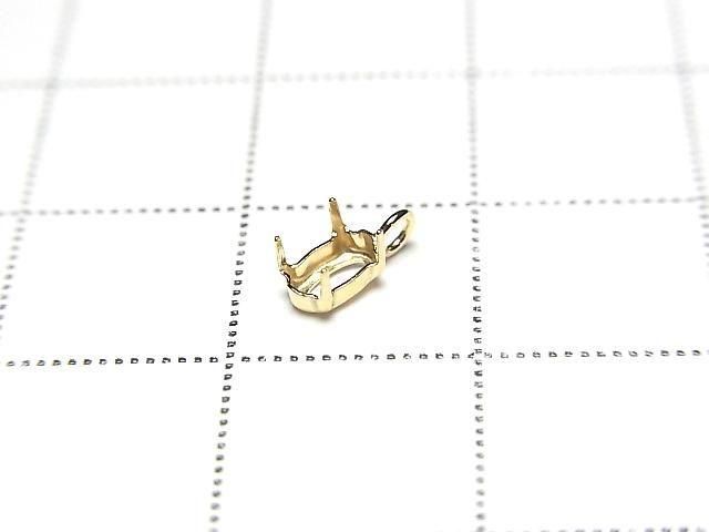 [Video][18K Yellow Gold] Pendant Frame (4 Prong Press Frame) Oval Faceted 5x3mm 1pc