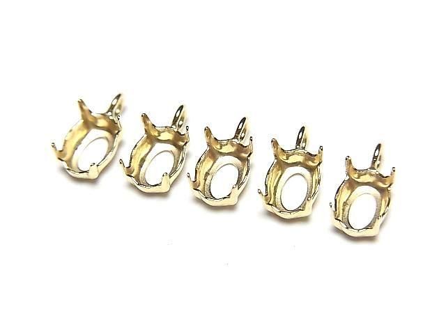 [Video][18K Yellow Gold] Pendant Frame (4 Prong Press Frame) Oval Faceted 6x4mm 1pc