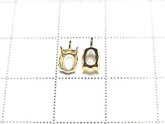 [Video][18K Yellow Gold] Pendant Frame (4 Prong Press Frame) Oval Faceted 6x4mm 1pc