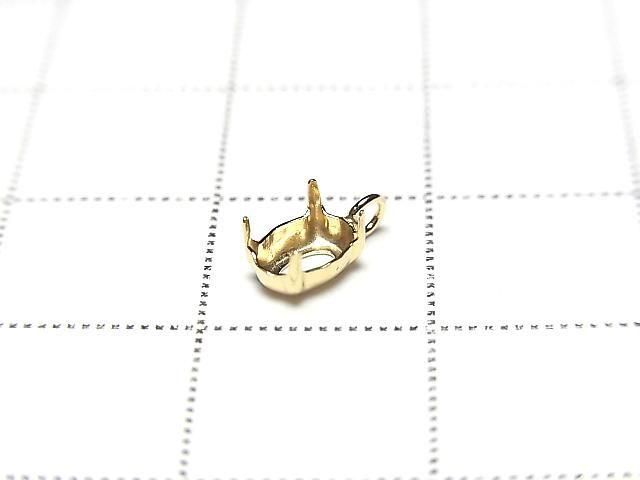 [Video][18K Yellow Gold] Pendant Frame (4 Prong Press Frame) Oval Faceted 6x4mm 1pc