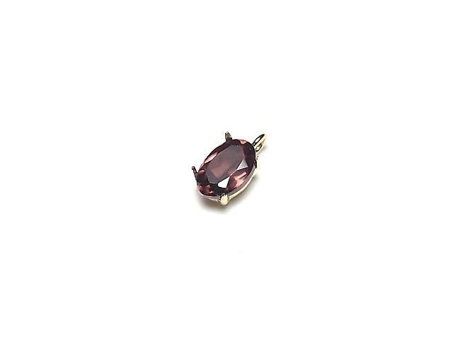 [Video][18K Yellow Gold] Pendant Frame (4 Prong Press Frame) Oval Faceted 6x4mm 1pc