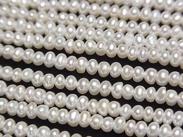 [Video] Fresh Water Pearl AA++ White Potato Rondelle 2.5-3mm 1strand beads (approx. 15 inches/38 cm)