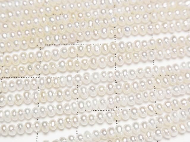 [Video] Fresh Water Pearl AA++ White Potato Rondelle 2.5-3mm 1strand beads (approx. 15 inches/38 cm)