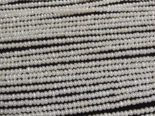 [Video] Fresh Water Pearl AA++ White Potato Rondelle 2.5-3mm 1strand beads (approx. 15 inches/38 cm)