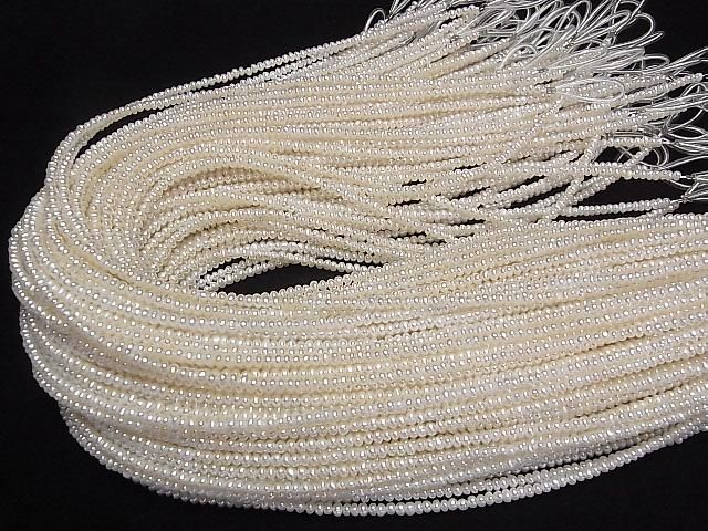 [Video] Fresh Water Pearl AA++ White Potato Rondelle 2.5-3mm 1strand beads (approx. 15 inches/38 cm)