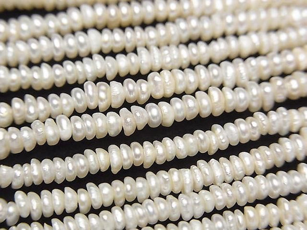 [Video] Fresh Water Pearl AA+ White Rondelle 2.5mm 1strand beads (approx. 14 inches/35 cm)