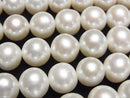 [Video] Fresh Water Pearl AAA- Semi Round 9-10mm White 1strand beads (approx. 15 inches/38 cm)