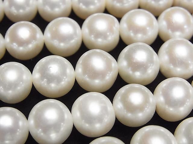 [Video] Fresh Water Pearl AAA- Semi Round 9-10mm White 1strand beads (approx. 15 inches/38 cm)