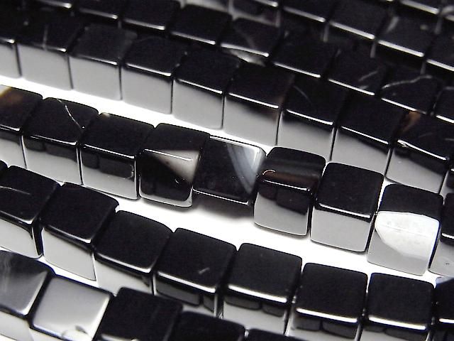 [Video] Black Agate Cube 6x6x6mm 1strand beads (approx. 15 inches/37 cm)