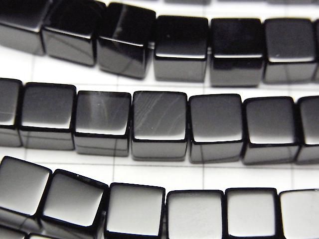 [Video] Black Agate Cube 6x6x6mm 1strand beads (approx. 15 inches/37 cm)
