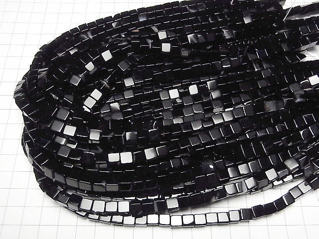 [Video] Black Agate Cube 6x6x6mm 1strand beads (approx. 15 inches/37 cm)