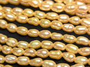 [Video] Fresh Water Pearl AA+ Baroque-Rice 4x3x3mm Yellow Gold 1strand beads (approx. 13 inches/33 cm)