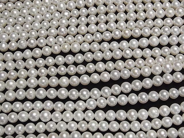 [Video] Fresh Water Pearl AA++ Semi-Round 5-5.5mm White 1strand beads (approx. 15 inches/36 cm)