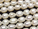 [Video] Fresh Water Pearl AA Wrinkle Rice 7x5x5mm White 1strand beads (approx. 13 inches/33 cm)