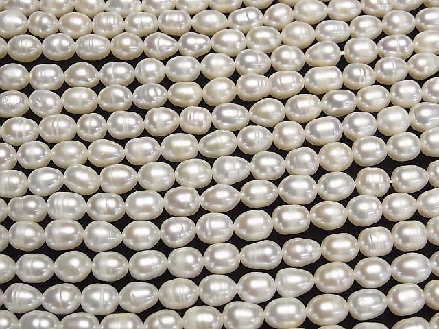 [Video] Fresh Water Pearl AA Wrinkle Rice 7x5x5mm White 1strand beads (approx. 13 inches/33 cm)