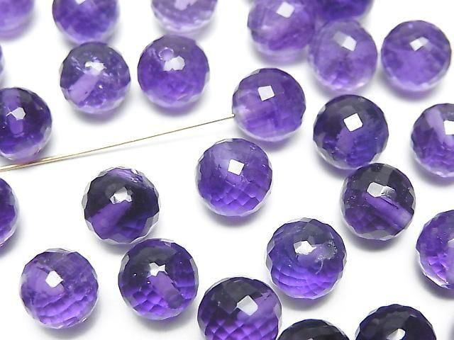 [Video] High Quality Amethyst AAA- Half Drilled Hole Faceted Round 8mm 2pcs