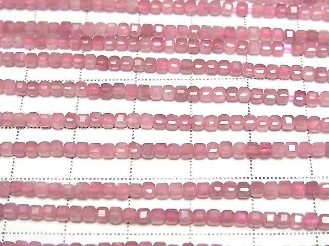 [Video] High Quality! Pink Tourmaline AA++ Cube Shape 2x2x2mm 1strand beads (approx. 15 inches/37 cm)