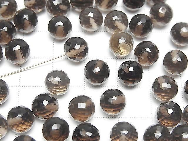 [Video] High Quality Smoky Quartz AAA- Half Drilled Hole Faceted Round 8mm 2pcs