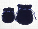 Round Drawstring Bag (Velvet) Navy 1pc