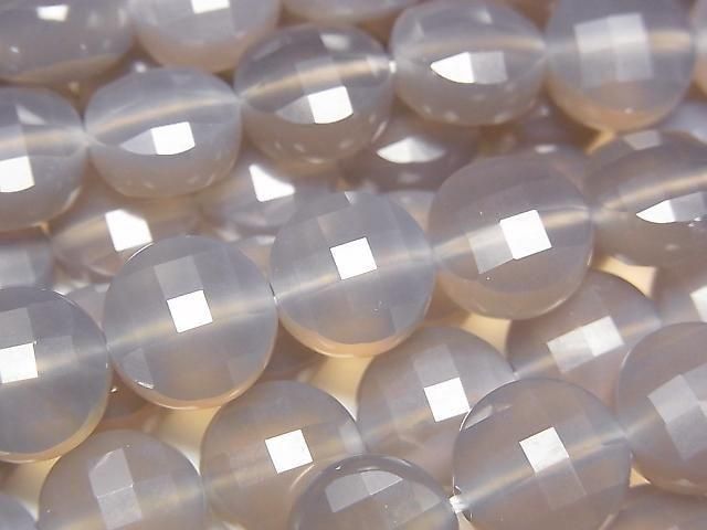[Video] High Quality! Gray Onyx Faceted Coin 10x10mm Half or 1strand beads (approx. 14 inches/34 cm)