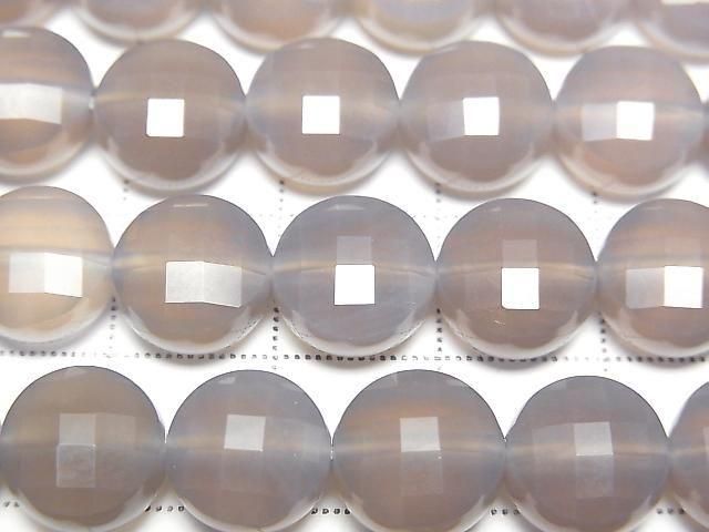 [Video] High Quality! Gray Onyx Faceted Coin 10x10mm Half or 1strand beads (approx. 14 inches/34 cm)