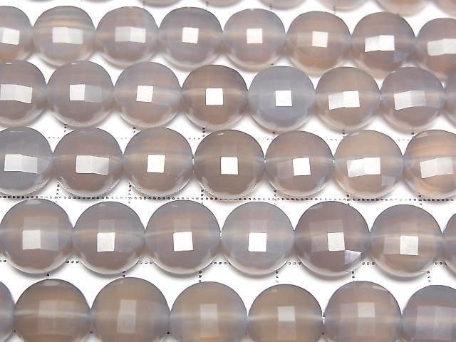 [Video] High Quality! Gray Onyx Faceted Coin 10x10mm Half or 1strand beads (approx. 14 inches/34 cm)