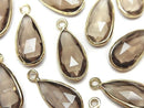 [Video] High Quality Smoky Quartz AAA Bezel Setting Pear shape 17x9mm 18KGP 2pcs
