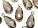 [Video] High Quality Smoky Quartz AAA Bezel Setting Pear shape 17x9mm 18KGP 2pcs