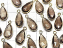 [Video] High Quality Smoky Quartz AAA Bezel Setting Pear shape 17x9mm 18KGP 2pcs