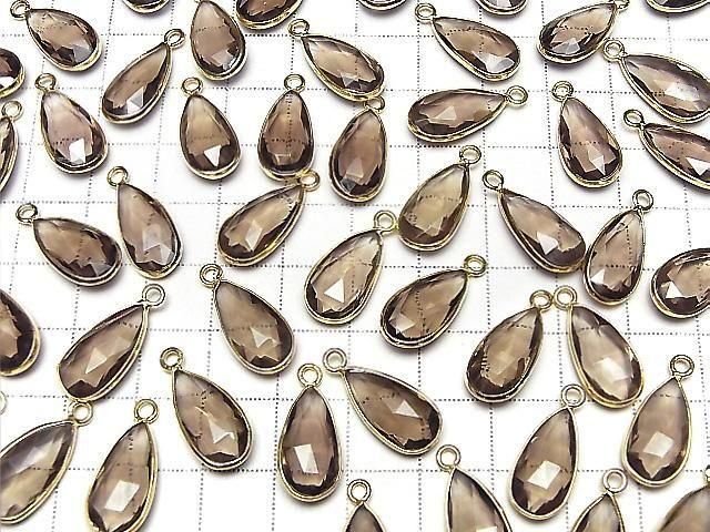 [Video] High Quality Smoky Quartz AAA Bezel Setting Pear shape 17x9mm 18KGP 2pcs