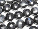 [Video] High Quality! Black Agate Faceted Coin 10x10mm 1strand beads (approx. 14 inches/34 cm)