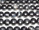 [Video] High Quality! Black Agate Faceted Coin 10x10mm 1strand beads (approx. 14 inches/34 cm)