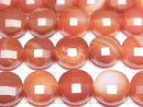 [Video] High Quality! Carnelian, Sardonyx Faceted Coin 10x10mm 1strand beads (aprx.14inch/34cm)