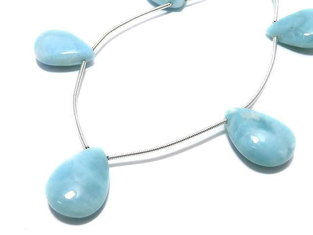 [Video][One of a kind] Larimar Pectolite AA++ Pear shape (Smooth) 1strand (5pcs) NO.12