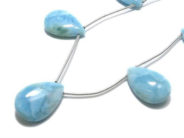 [Video][One of a kind] Larimar Pectolite AA++ Pear shape (Smooth) 1strand (5pcs) NO.15